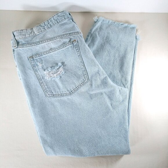 Denim & Denim Women's Low Waist Distressed Boyfriend Jeans Size 16 Stonewash - Picture 1 of 16
